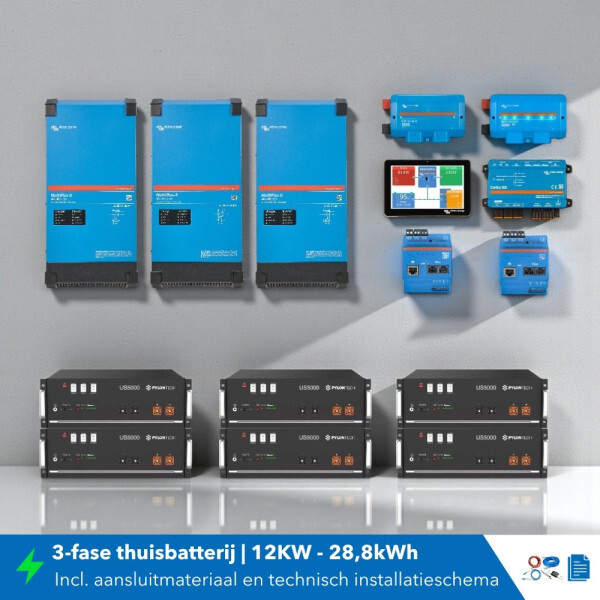 Thuisbatterij set 3 fase 12KW 28,8kWh MultiPlus-II